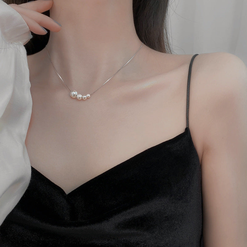 Dainty Irregular Pearl Bead Chain Necklace