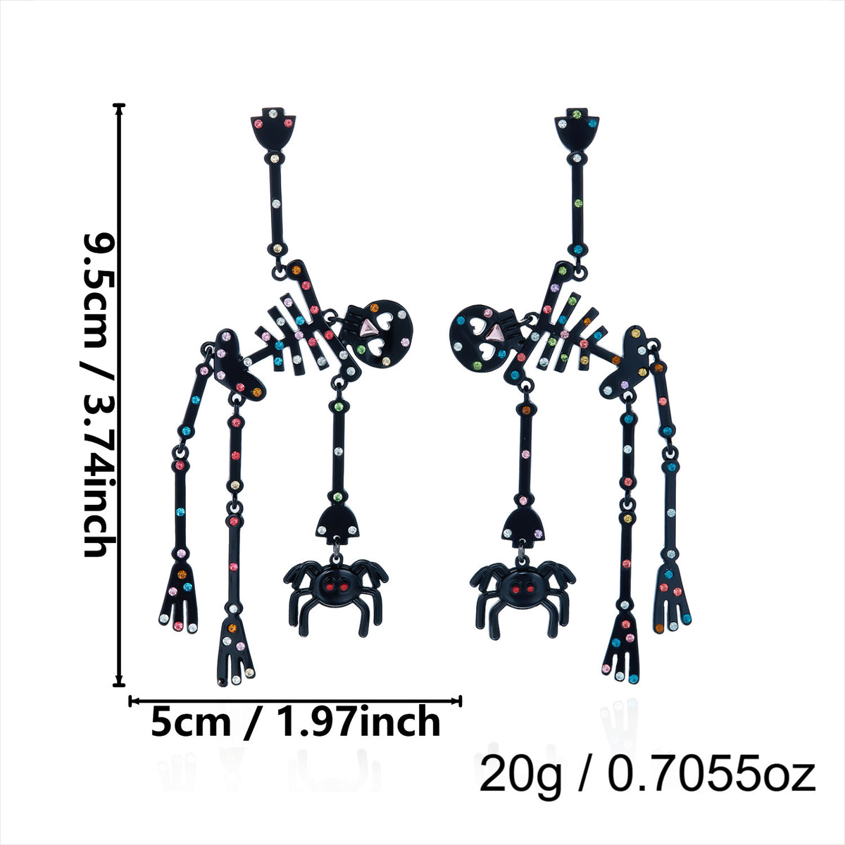 Neon Colorful Skeleton Ear Jacket Earrings