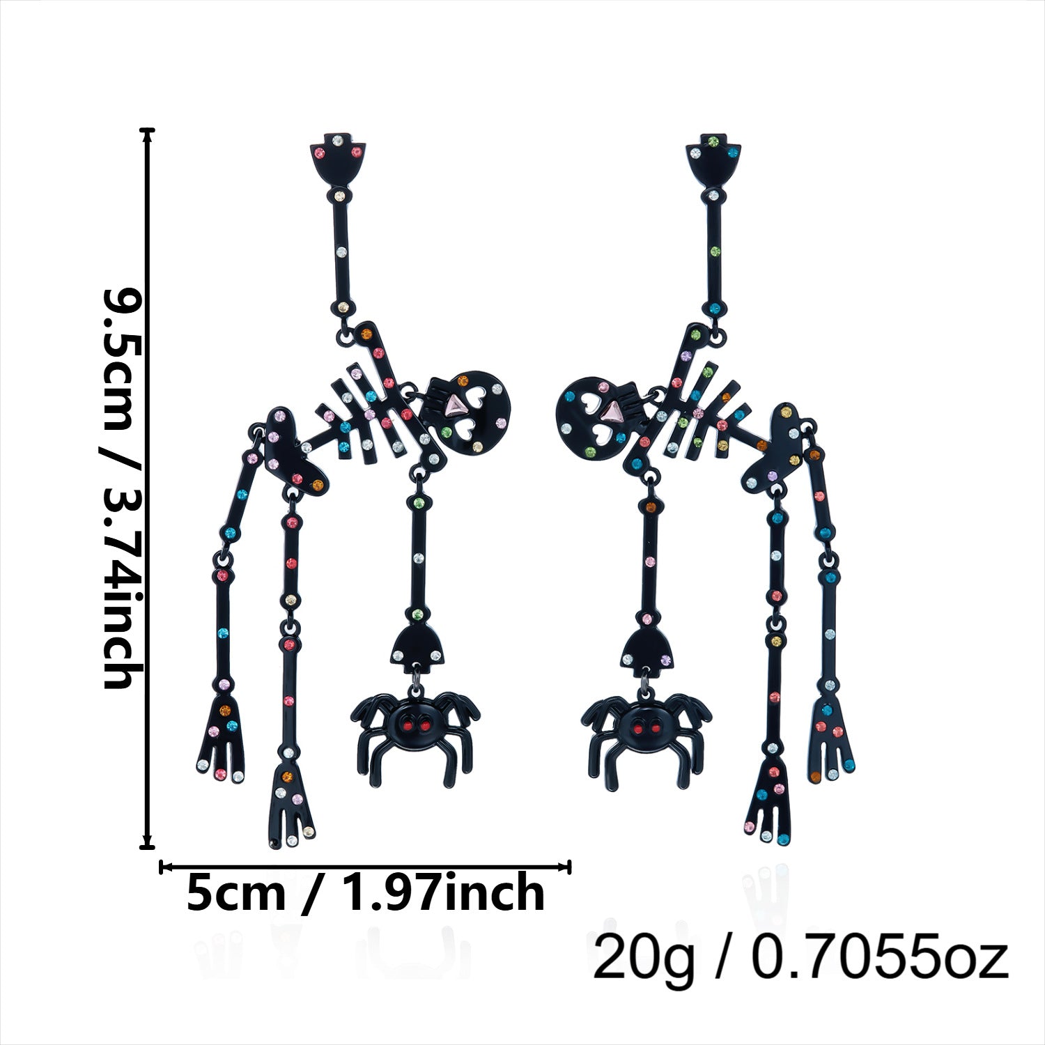Neon Colorful Skeleton Ear Jacket Earrings