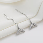 Tiny Mermaid Tail Diamond Threader Earrings