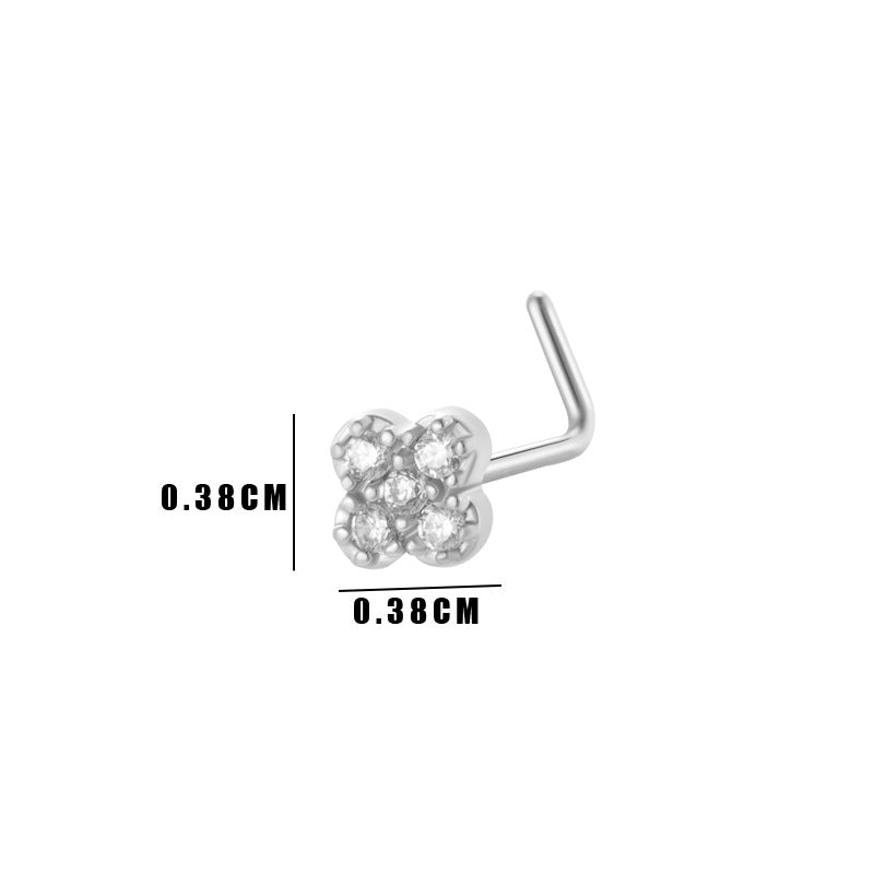 Little Bow Flower L Shape Nose Ring