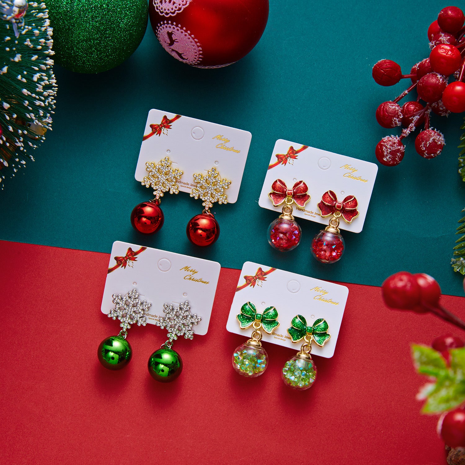 Merry Jingle Snowflake Crystal Bell Earrings