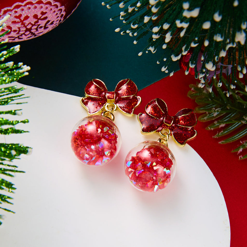Merry Jingle Snowflake Crystal Bell Earrings
