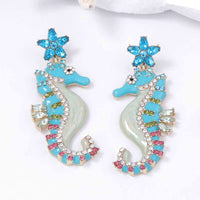 Sparkly Seahorse Summer Ocean Earrings