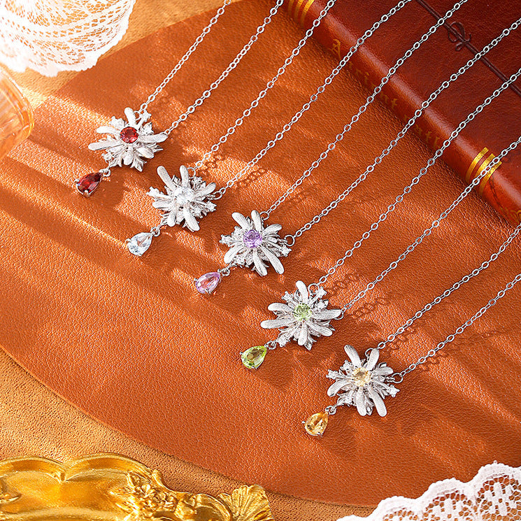 Rotation Fireworks Gemstone Fidget Necklace