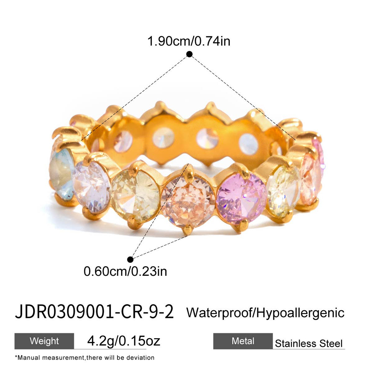 Colorful Dainty Zircon Index Ring