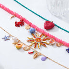 Smiley Sun Seed Bead Layering Summer Necklace