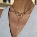 Four Pointed Shiny Star Tennis Chain Layer Necklace