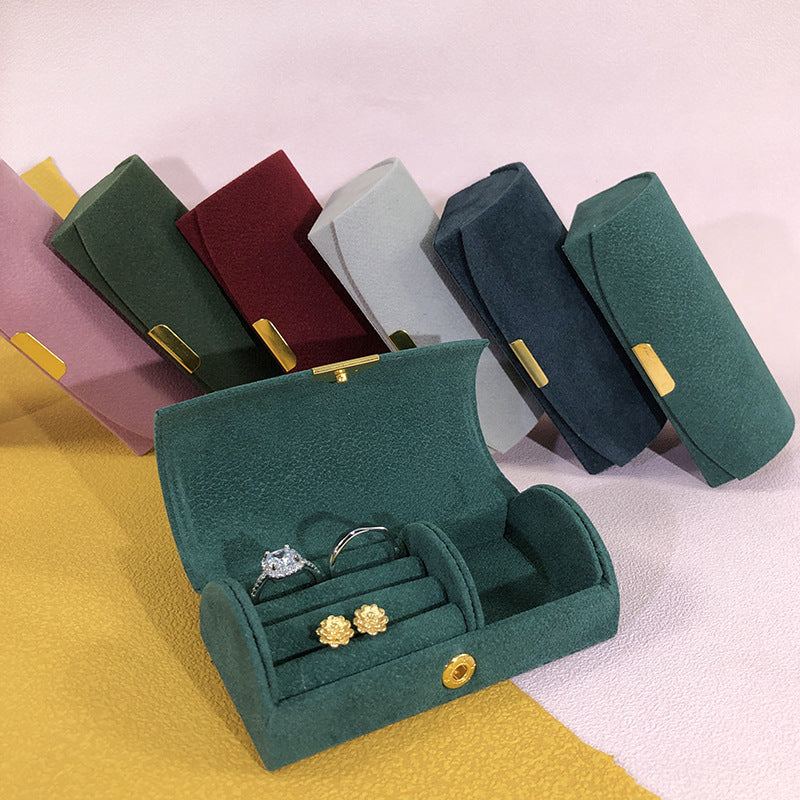 Portable Velvet Earrings Ring Jewelry Organizer Box Storage Box