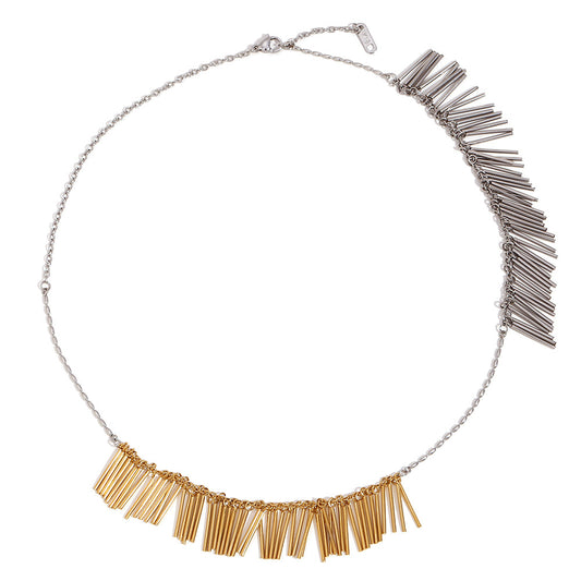 Chic Gold and Silver Statement Tassel Chain Necklace