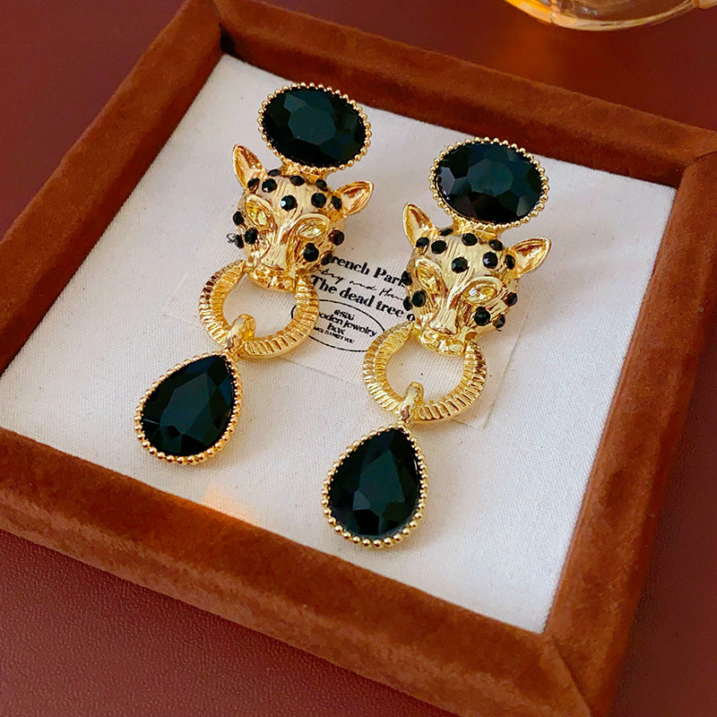 Mystery Black Gold Leopard Earrings