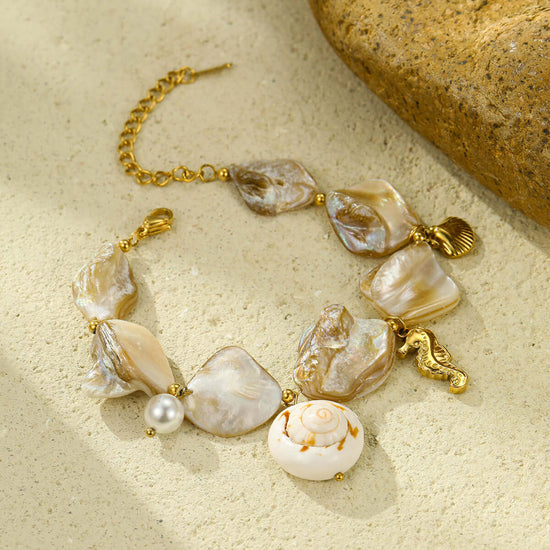 Seashell Conch Holiday Pearl Bracelet