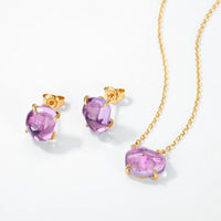 Raw Amethyst Citrine Four Claw Stud