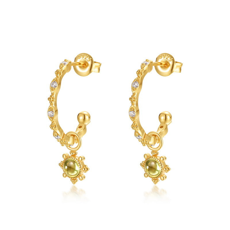 Peridot Filigree Floral C Hoop Leo Earrings