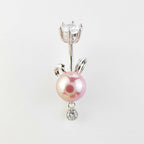 Bunny Pearl Double Mount Dangle Navel Ring
