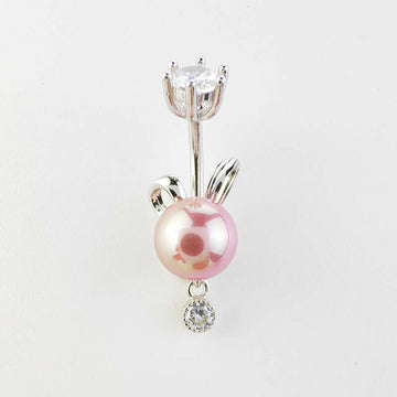 Bunny Pearl Double Mount Dangle Navel Ring