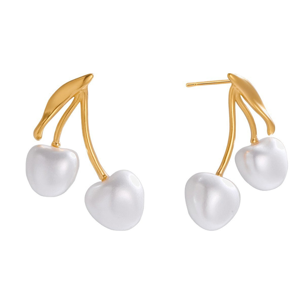 Golden Cherry Pearl Earrings