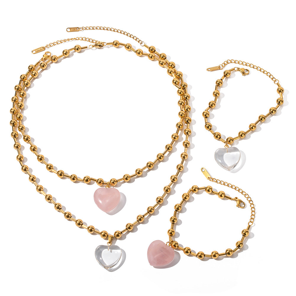 18K Gold Transparent Love Bead Necklace