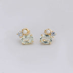 Dainty Green Amethyst Stud Earrings with Pearl
