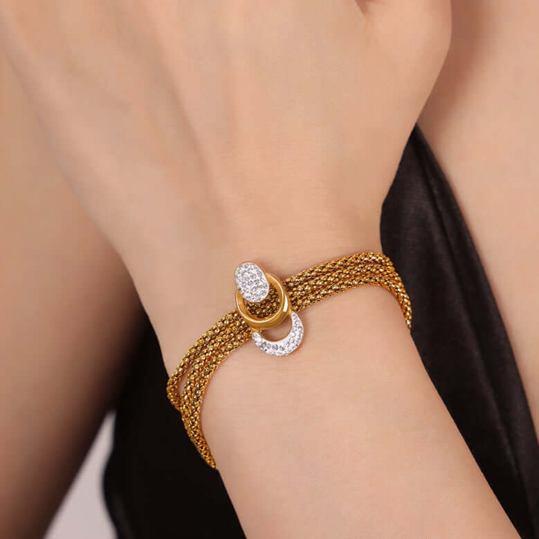 18K Gold Mesh Statement Tassel Bracelet