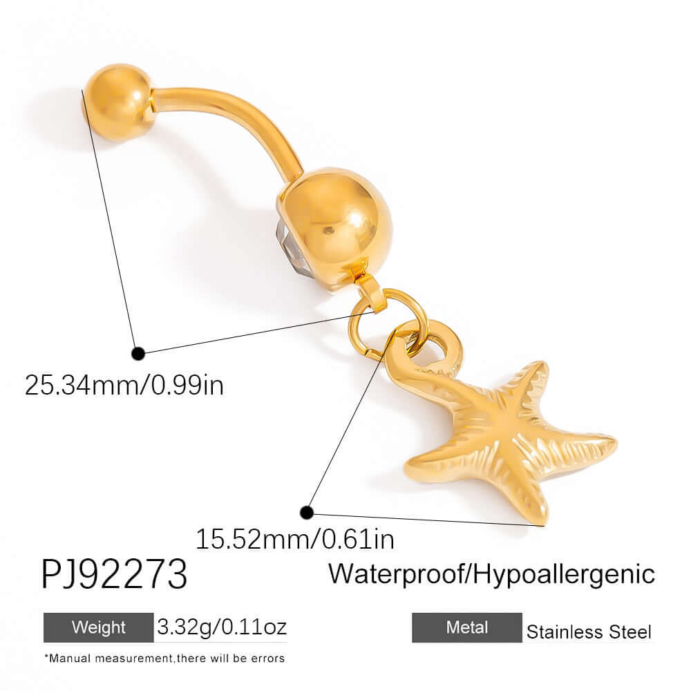 Shell Starfish Animal Dangle Belly Ring