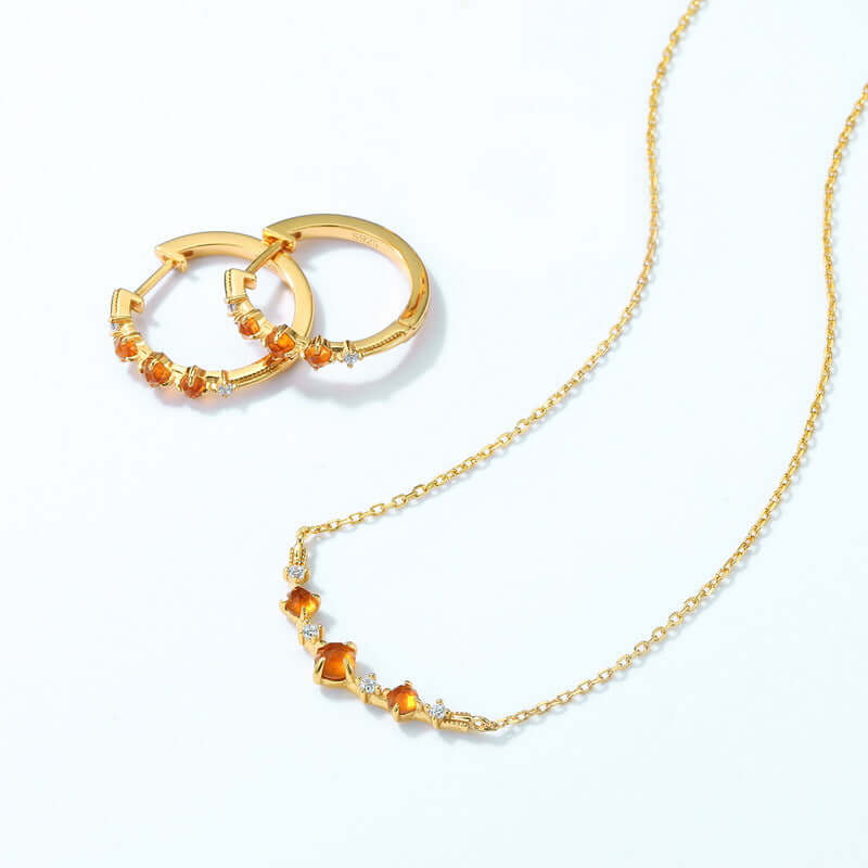 Simple Orange Garnet Lucky Hoop Earrings | ER294