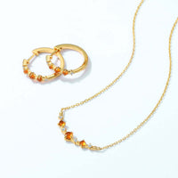 Simple Orange Garnet Lucky Hoop Earrings | ER294