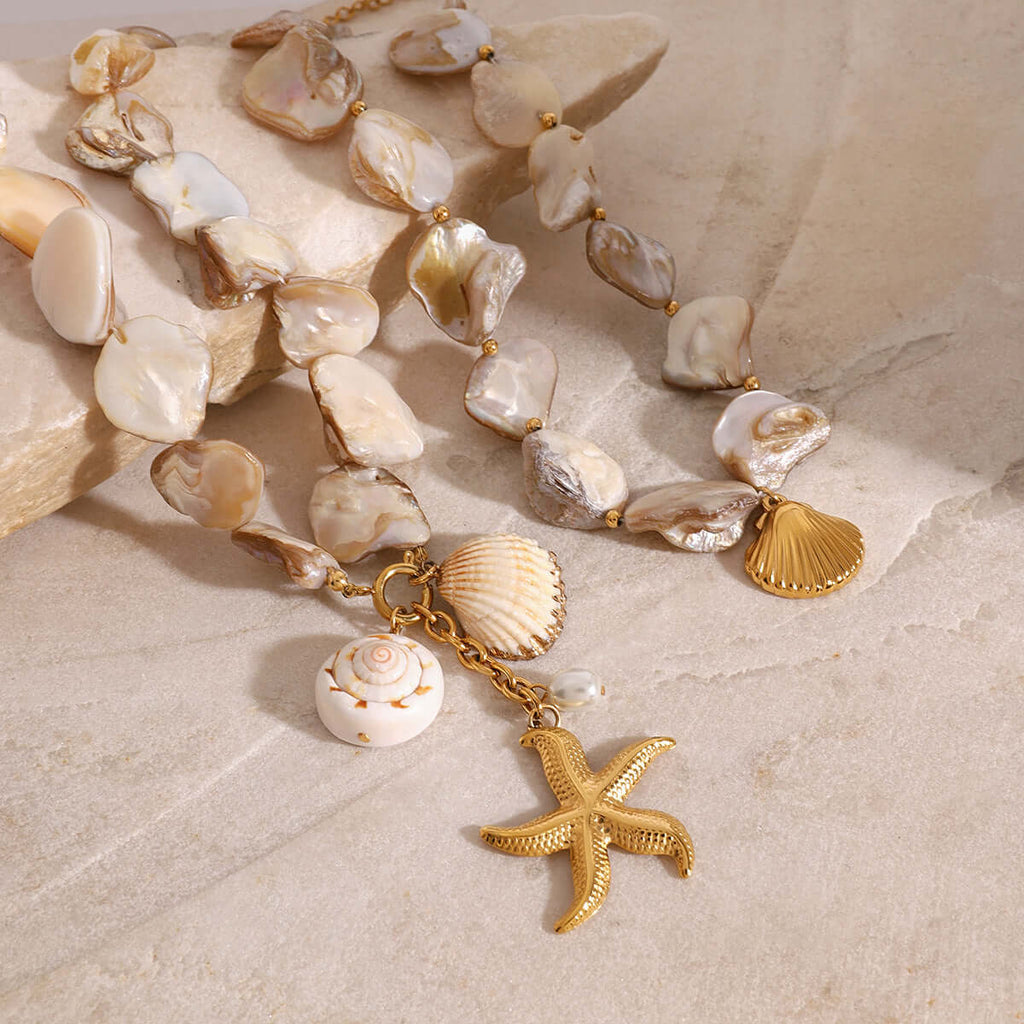 Boho Starfish Conch Shell Necklace