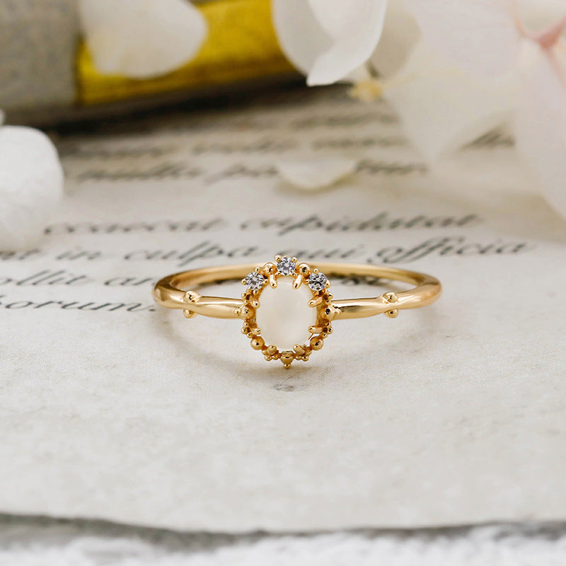 Aurora Moonstone Birthstone Ring