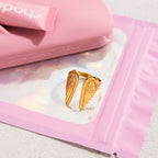 2 Tones Angel Wing Open Ring