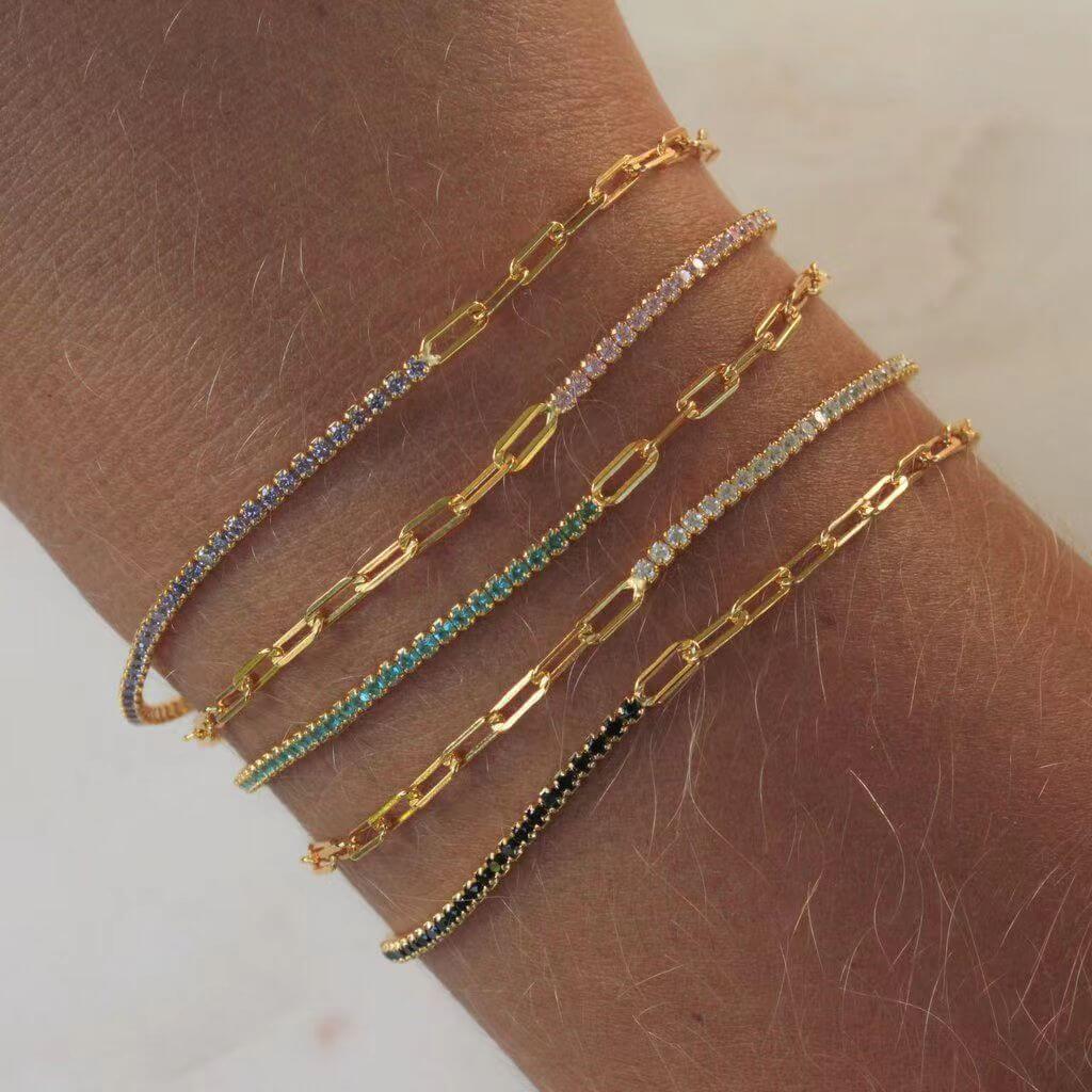 Half Eternity Paperclip Tennis Bracelet