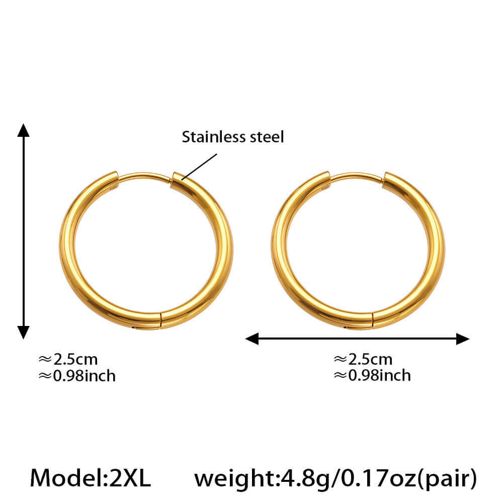 Duo Tones Basic Plain Thin Hoop Earrings