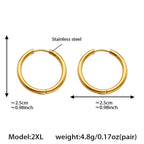 Duo Tones Basic Plain Thin Hoop Earrings