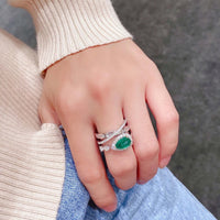 Emerald Green CZ Layer Cross Stacking Ring Set | K4205