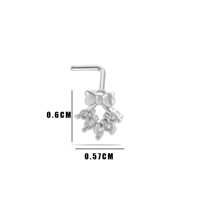 Little Bow Flower L Shape Nose Ring