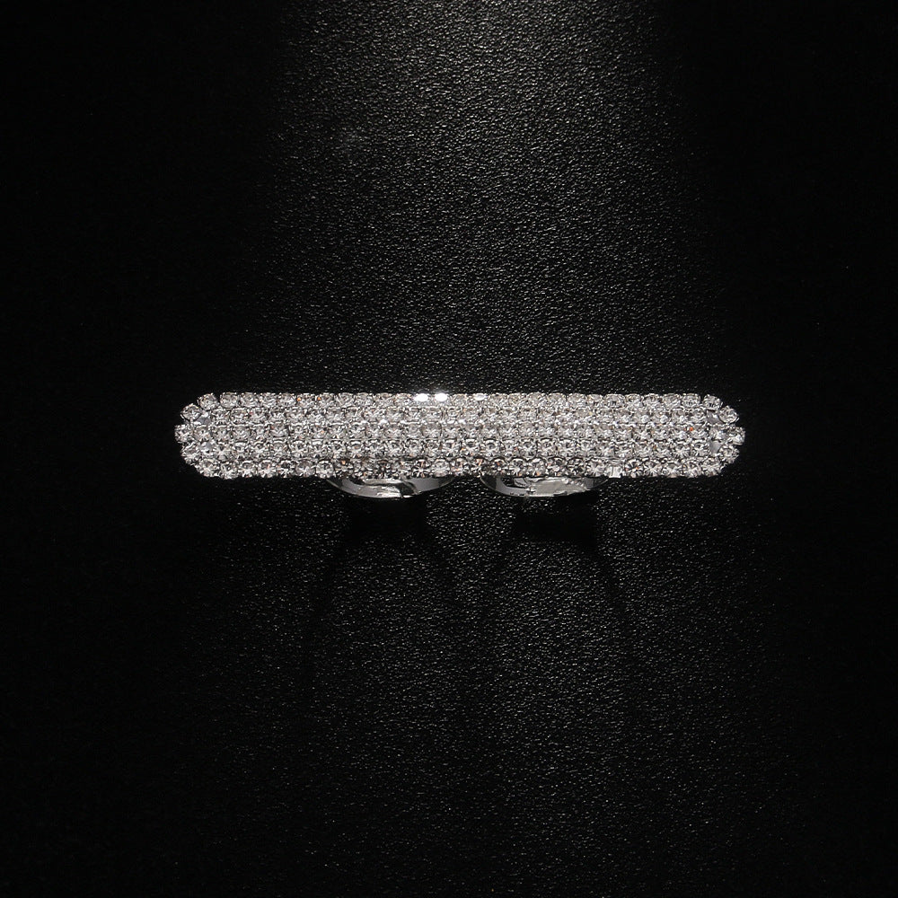 Chunky Rhinestone 2 Statement Index Ring