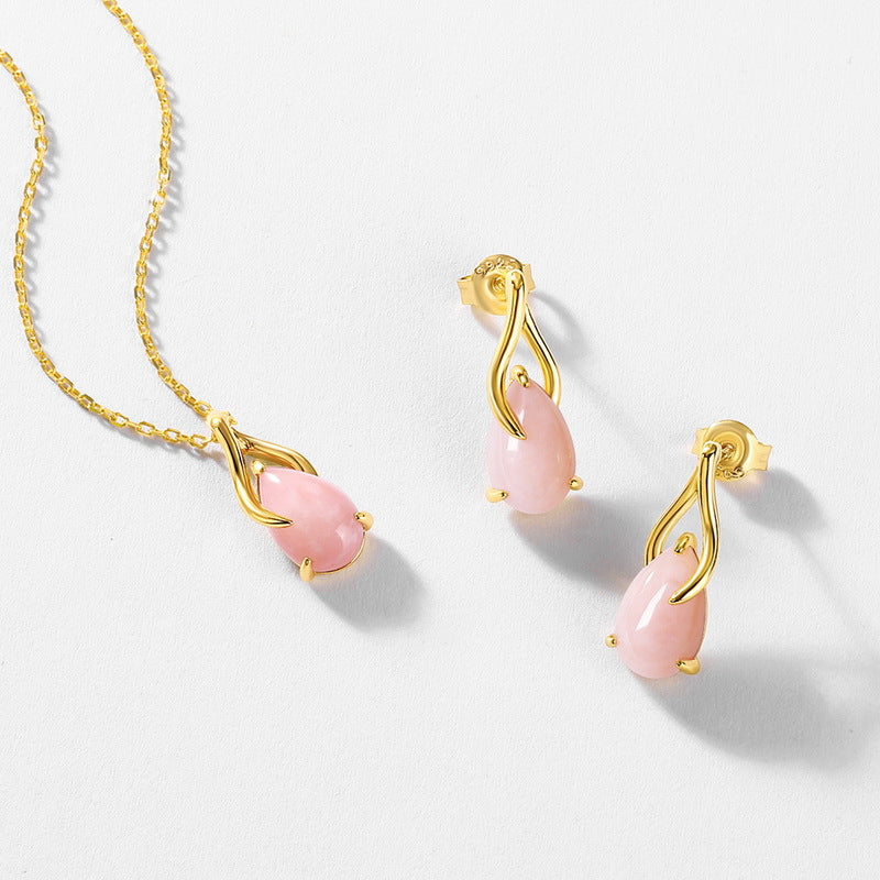 Pink Opal Aura Drop Earrings