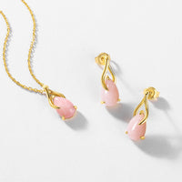 Pink Opal Aura Drop Earrings