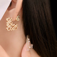 French Square Hollow Letter Large Earrings