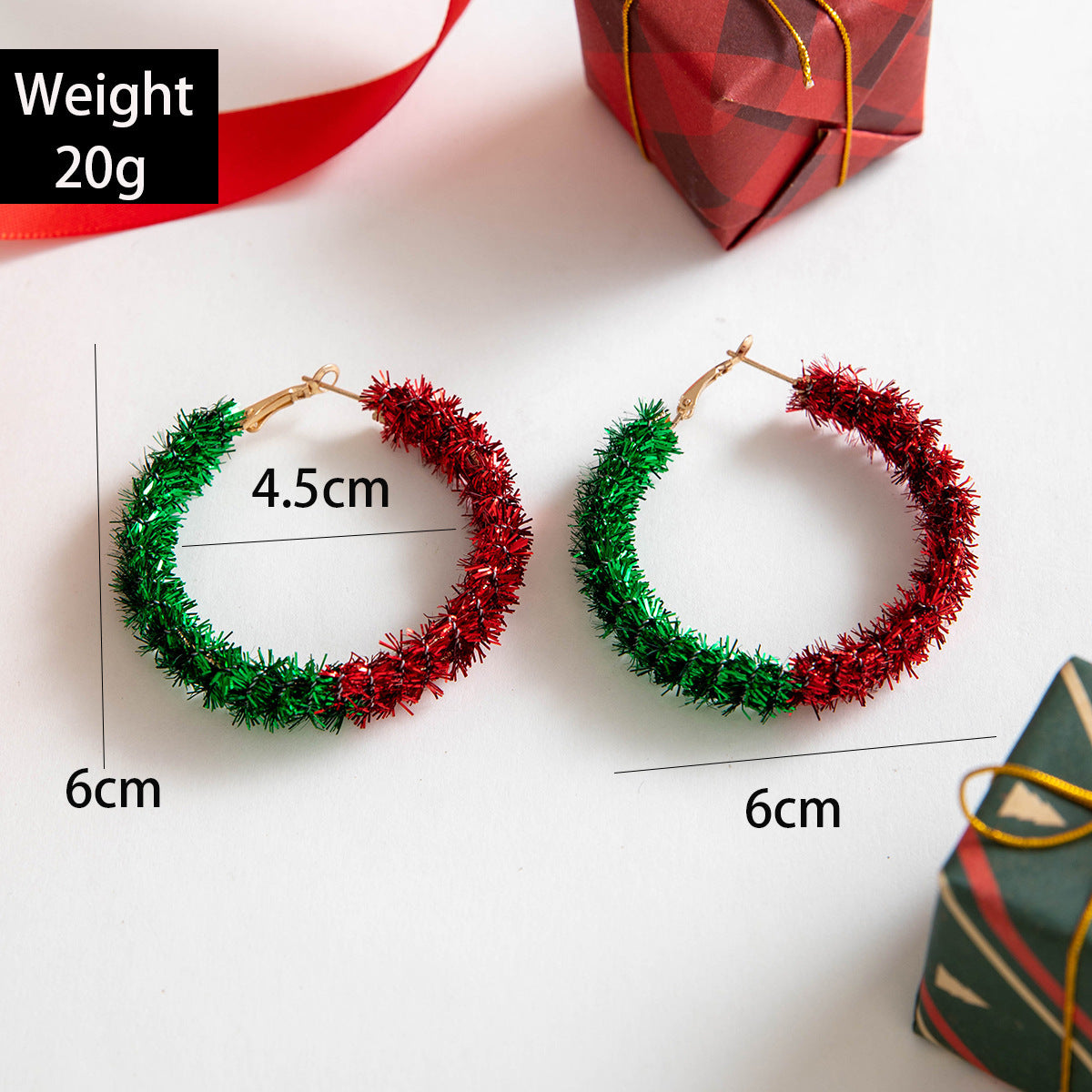 Christmas Jingle Bell Wealth Tinsel Hoop Earrings