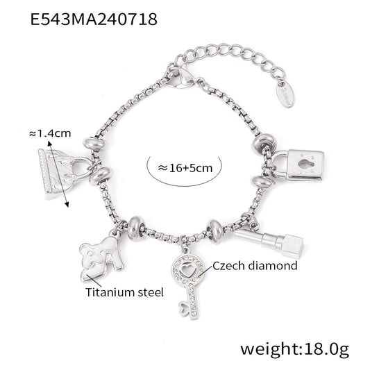 Y2K Lipstick Bag Key Charm Bracelet