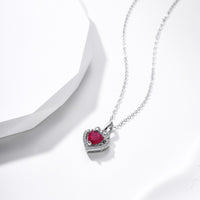 Romantic Lab-Craft Red Ruby Heart Necklace