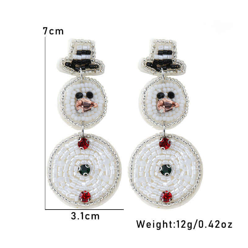 Winter Snowman Christmas Seed Bead Earring