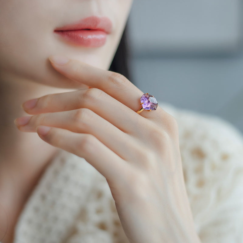 Raw Rose Quartz Citrine Good Vibes Ring