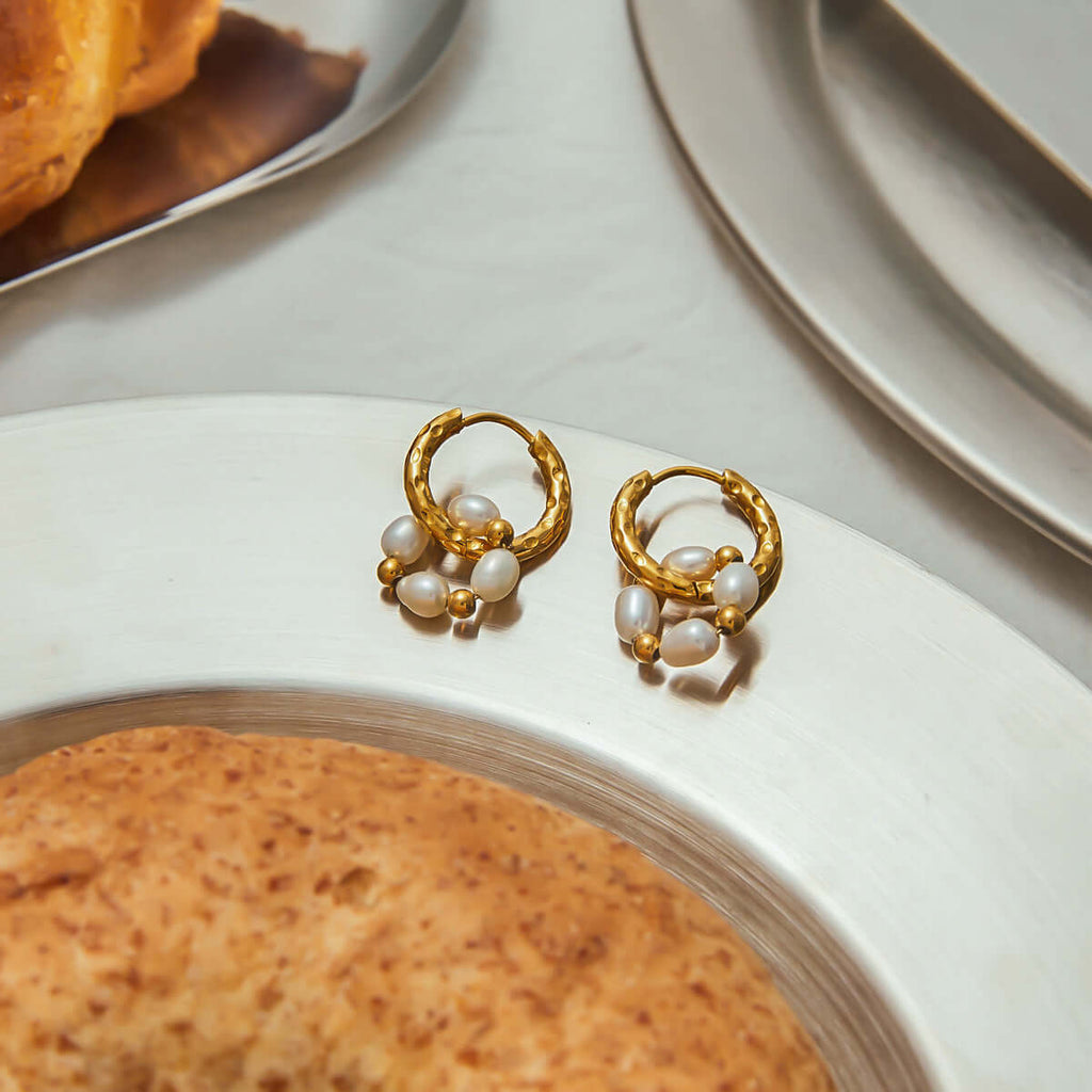 Baroque Pearl Donut Hoop Earring Ear Clip Set