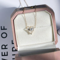 Clear Quartz Invisible Heart Chain Necklace