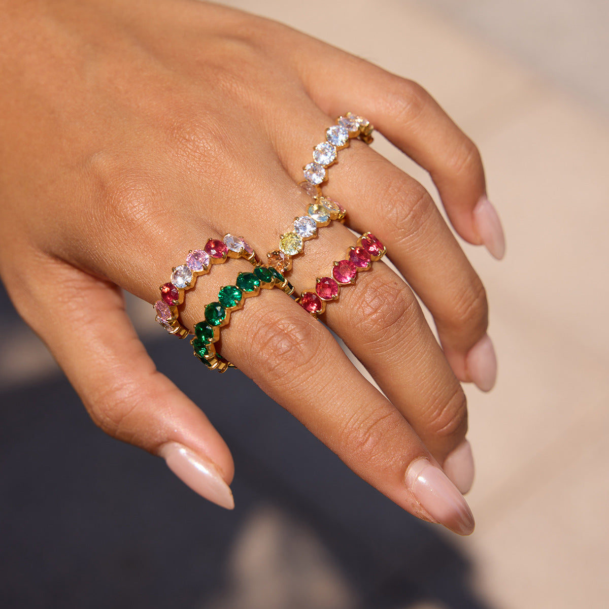 Colorful Dainty Zircon Index Ring