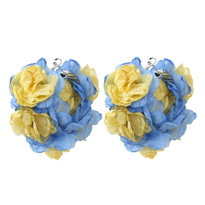 Large Fabric Flower Hoop Earrings