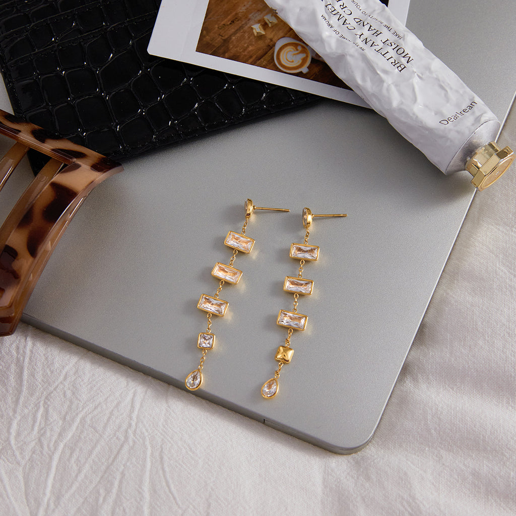 Light Luxury Baguette Droplet Earrings