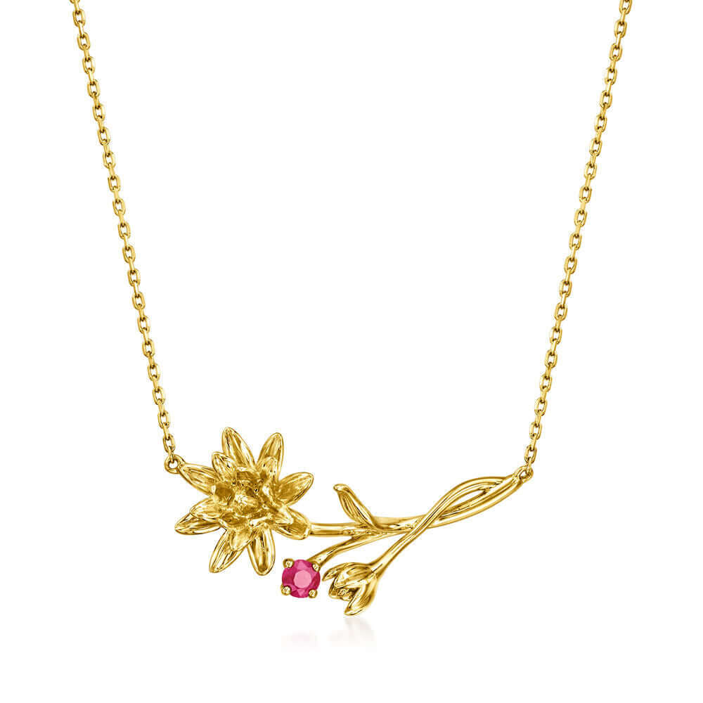 Gold Birthflower Lotus Pendant Spiritual Necklace | JP907